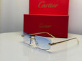 Cartier Panthère de Cartier Rimless Sunglasses (Gold/Light Blue Gradient)