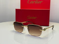 Panthère de Cartier Rimless Sunglasses (Gold/Brown)
