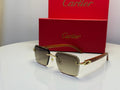 Cartier Panthère de Cartier Rimless Sunglasses (Gold/Brown/Wood)