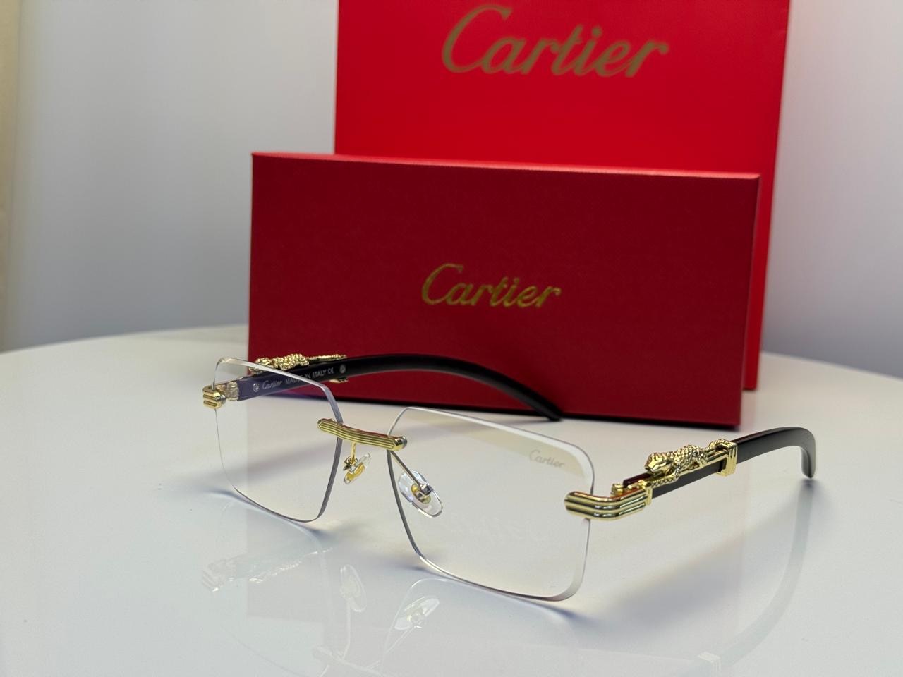Cartier Panthère de Cartier Rimless Eyewear (Gold/Clear-Black)