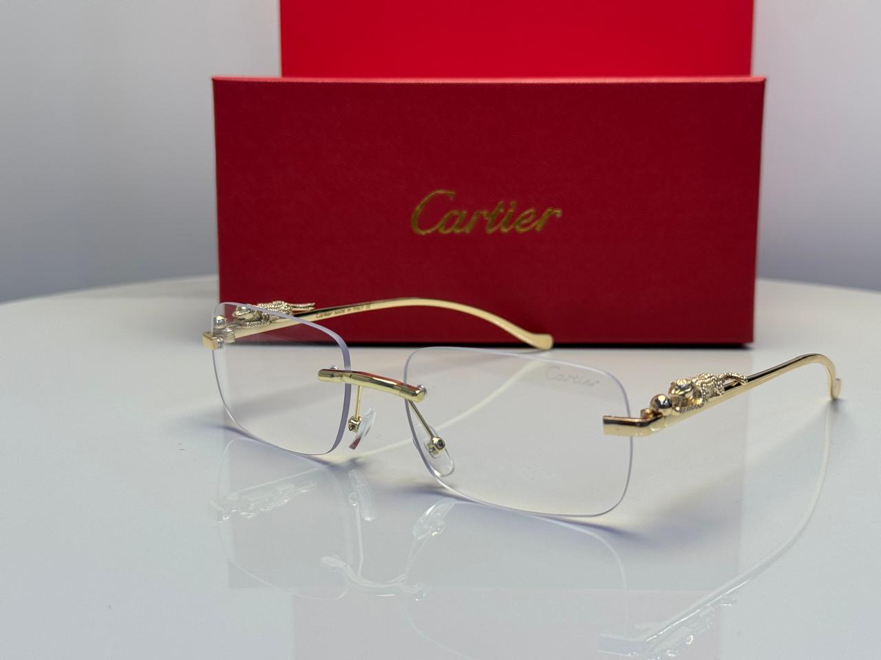 Cartier Panthère de Cartier Rectangular Glasses (Gold/Clear)