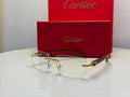 Cartier C Décor Rectangular Wood Glasses (Gold/Clear)