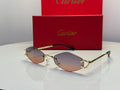 Cartier C Décor Diamond-Shaped Rimless Sunglasses (Gold/Brown Gradient)