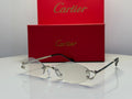 Cartier C Décor Diamond-Shaped Rimless Glasses (Silver/Clear)