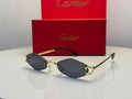 Cartier C Décor Diamond-Shaped Rimless Sunglasses (Gold/Grey)