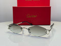 Cartier C Décor Rimless Geometric Sunglasses (Silver/Green Gradient)