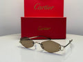 Cartier C Décor Rimless Geometric Sunglasses (Silver/Brown Gradient)