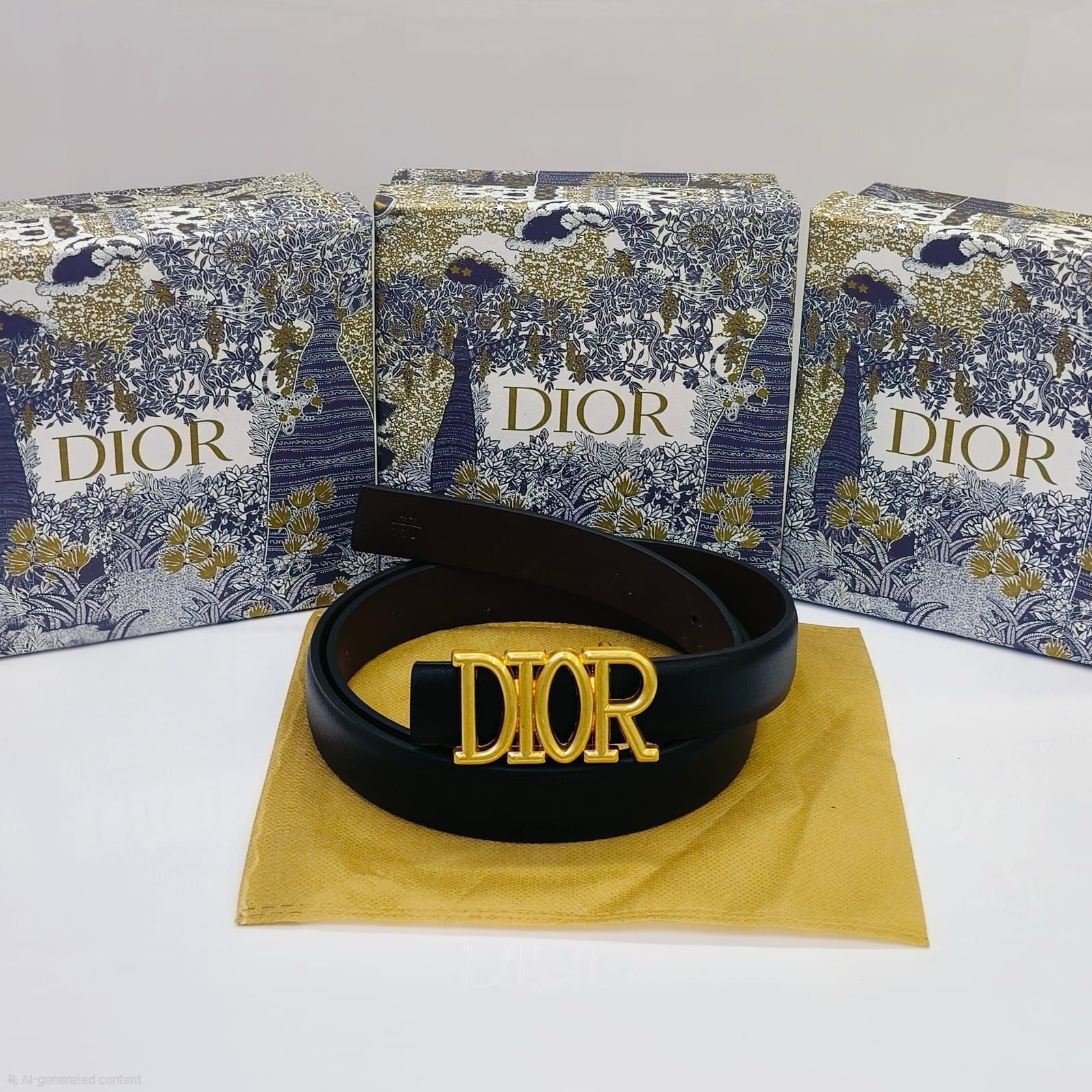 Dior Logo Letter Belt (Black/Gold)