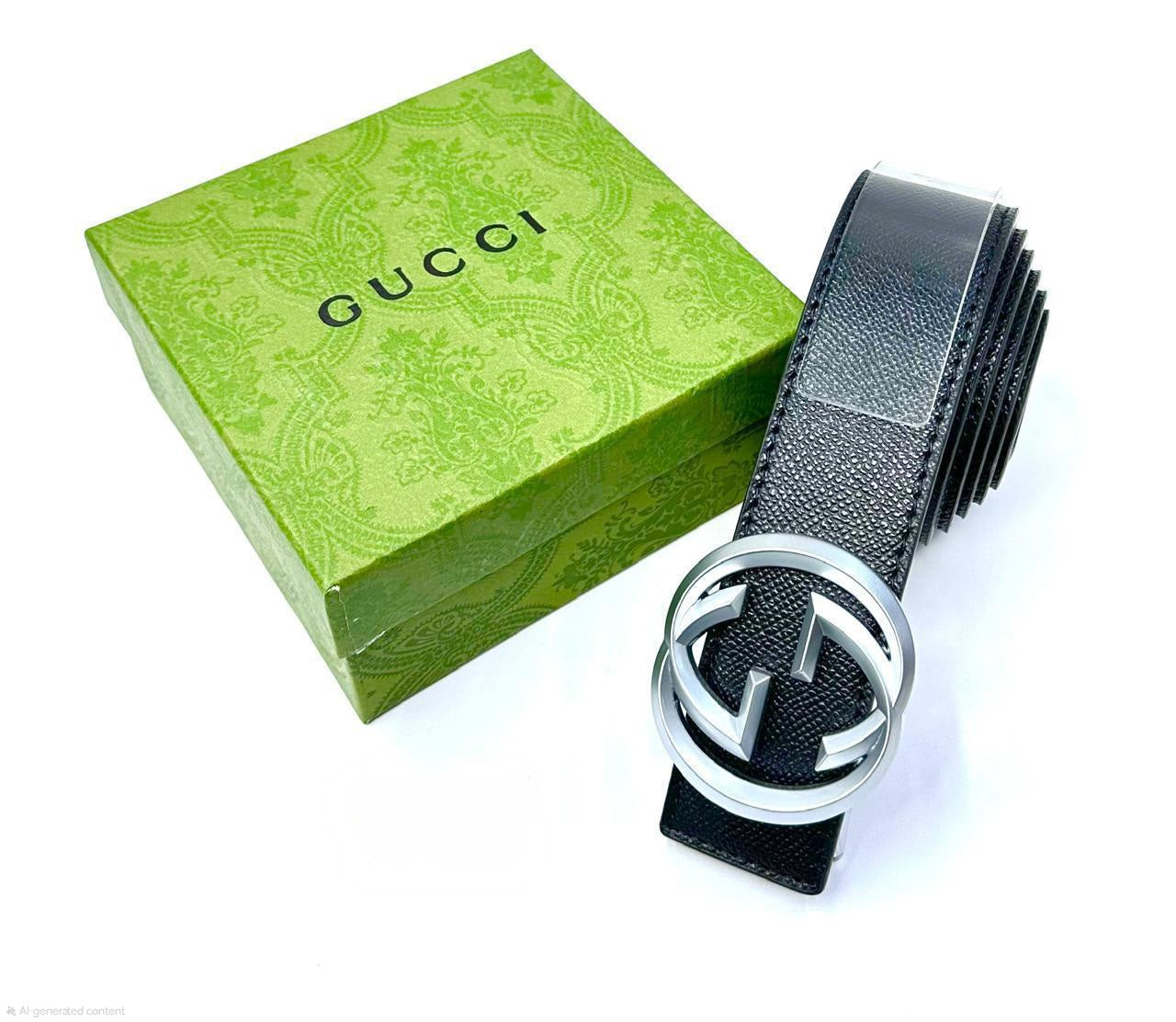 Gucci Interlocking G Belt (Black/Silver)