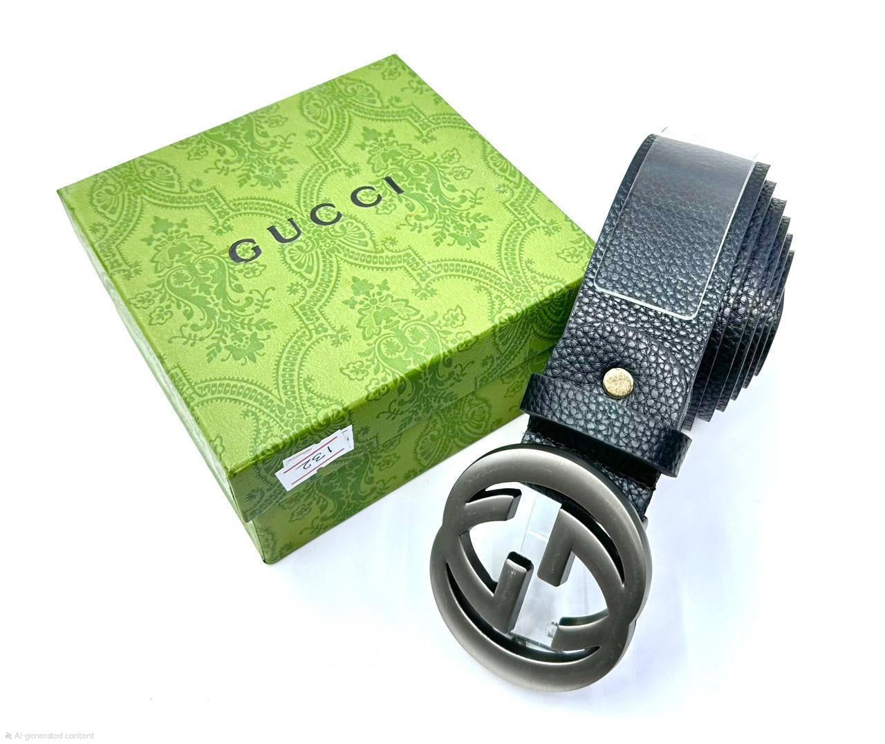 Gucci Interlocking G Belt (Black/Gunmetal)