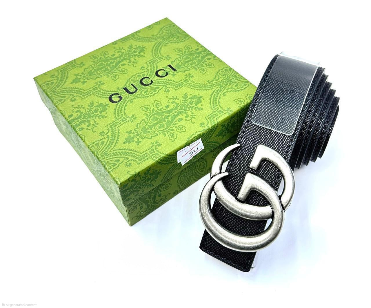 Gucci Interlocking G Belt (Black/Distressed Silver)