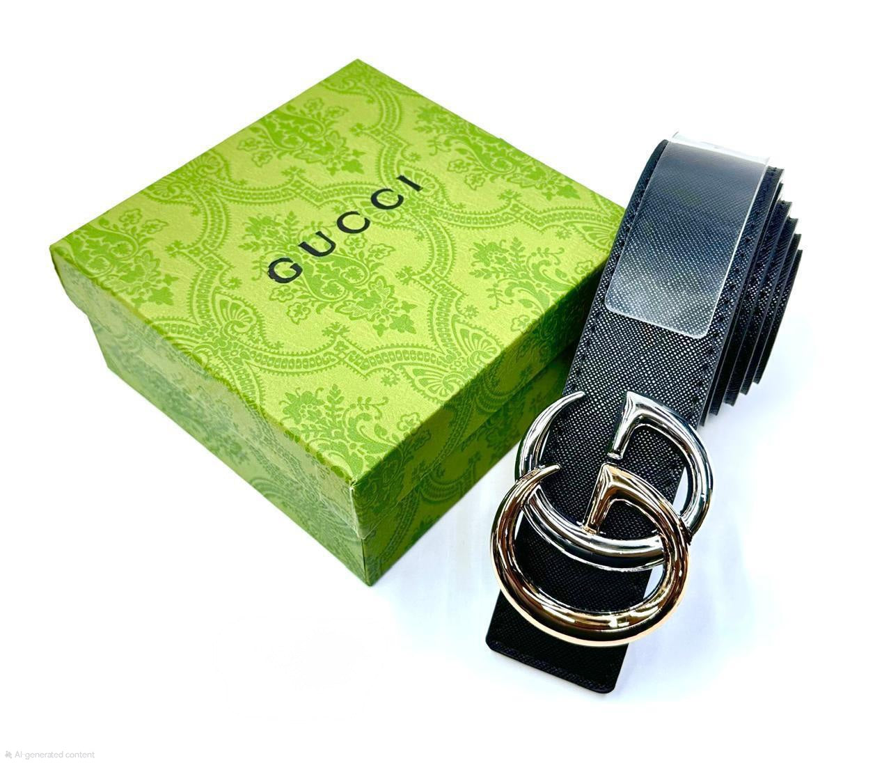 Gucci Interlocking G Belt (Black/Champagne Gold)