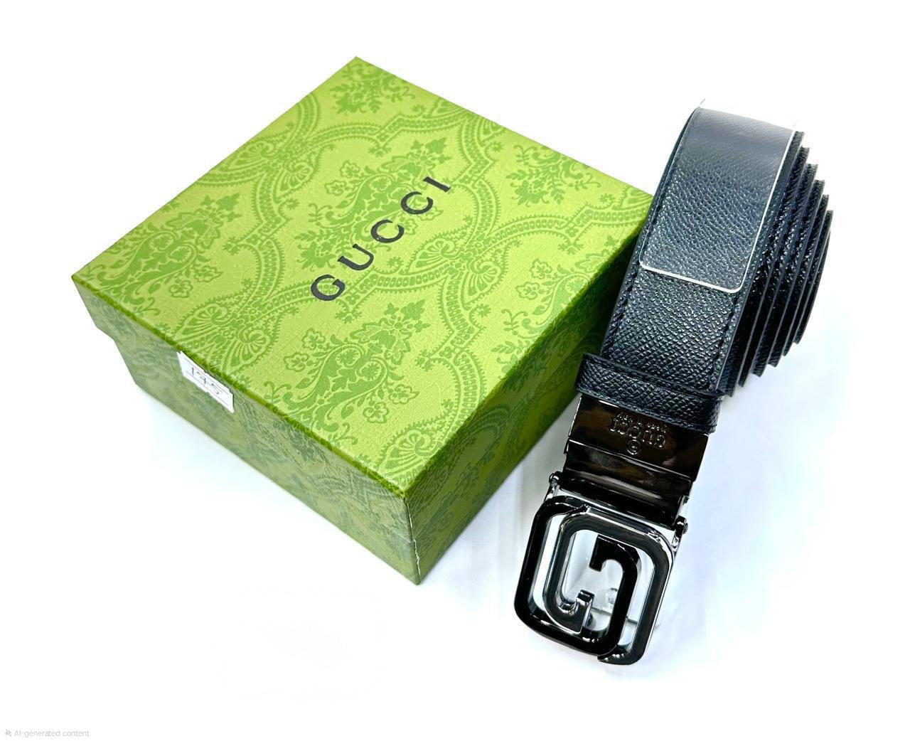 Gucci Framed G Reversible Belt (Black on Black)