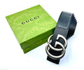 Gucci Interlocking G Belt (Black Pebbled Leather with Brushed Silver Hardware)
