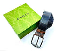 Gucci Reversible Square Buckle Belt (Black with Polished Silver Hardware)