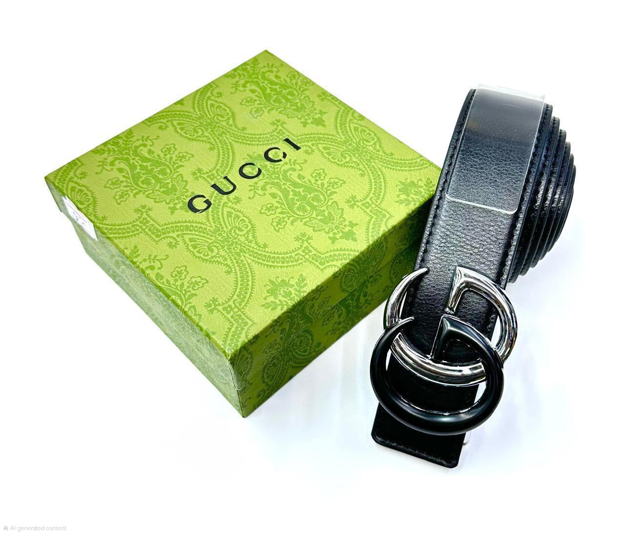Gucci Interlocking G Belt (Black with Silver & Black Hardware)