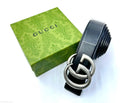 Gucci Marmont Double G Belt (Black with Aged Silver Hardware)