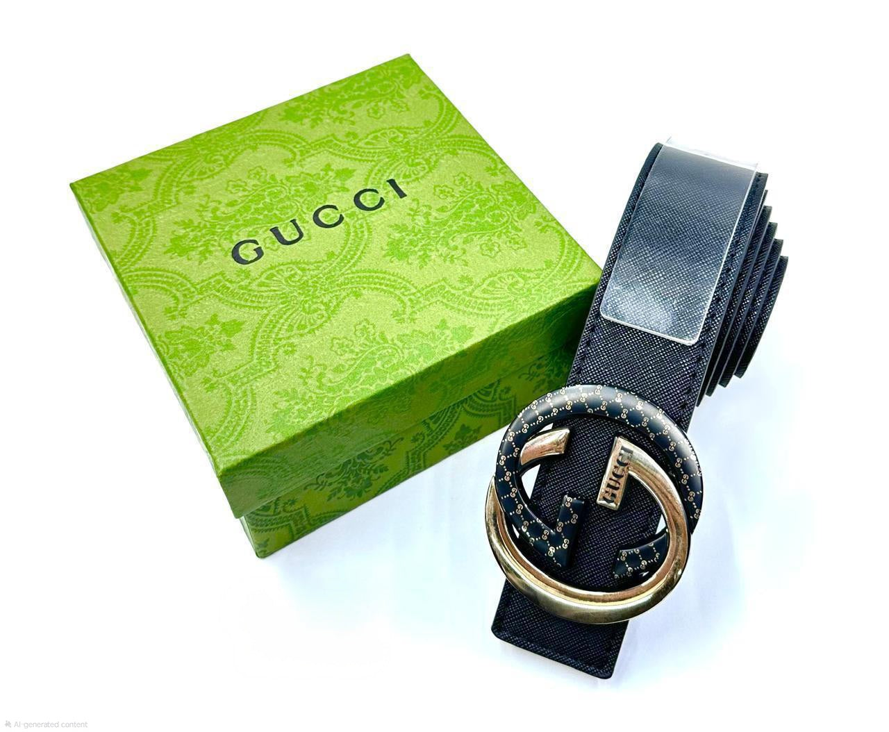 Gucci Blondie Interlocking G Belt (Black/Gold & Black Engraved)