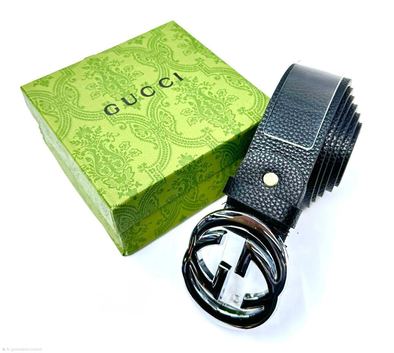 Gucci Interlocking G Belt (Black/Polished Gunmetal)