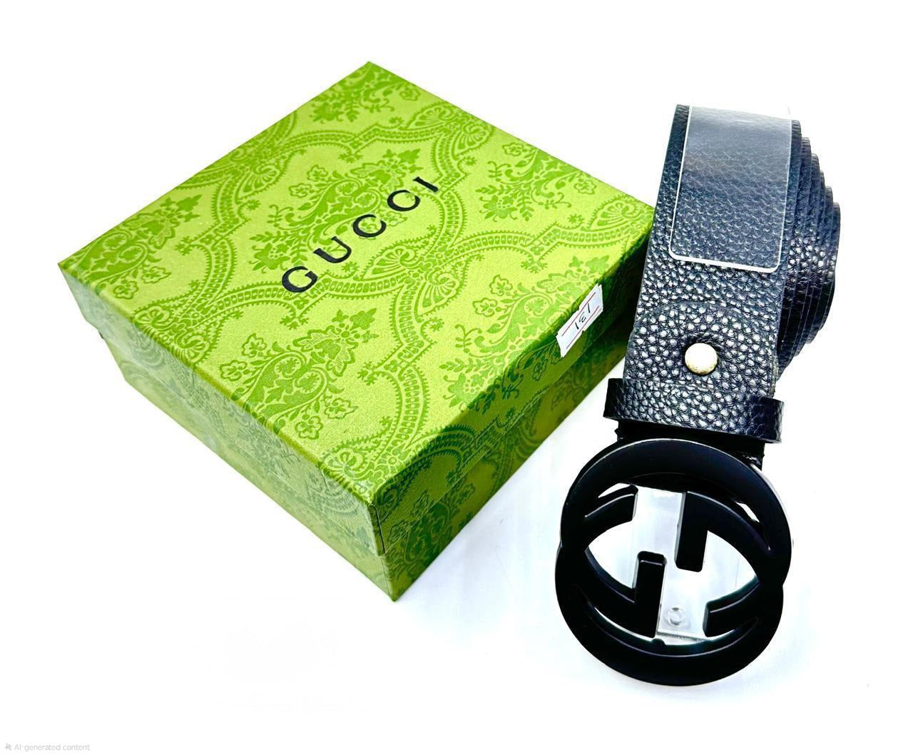 Gucci Interlocking G Belt (Black/Black Enamel)