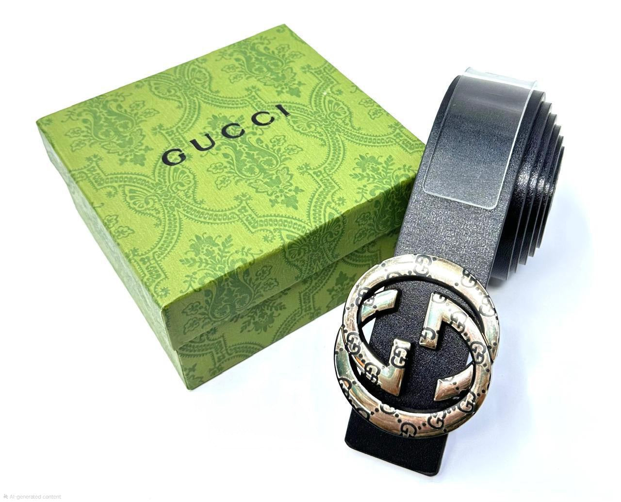 Gucci Blondie Interlocking G Belt (Black/Gold Engraved)