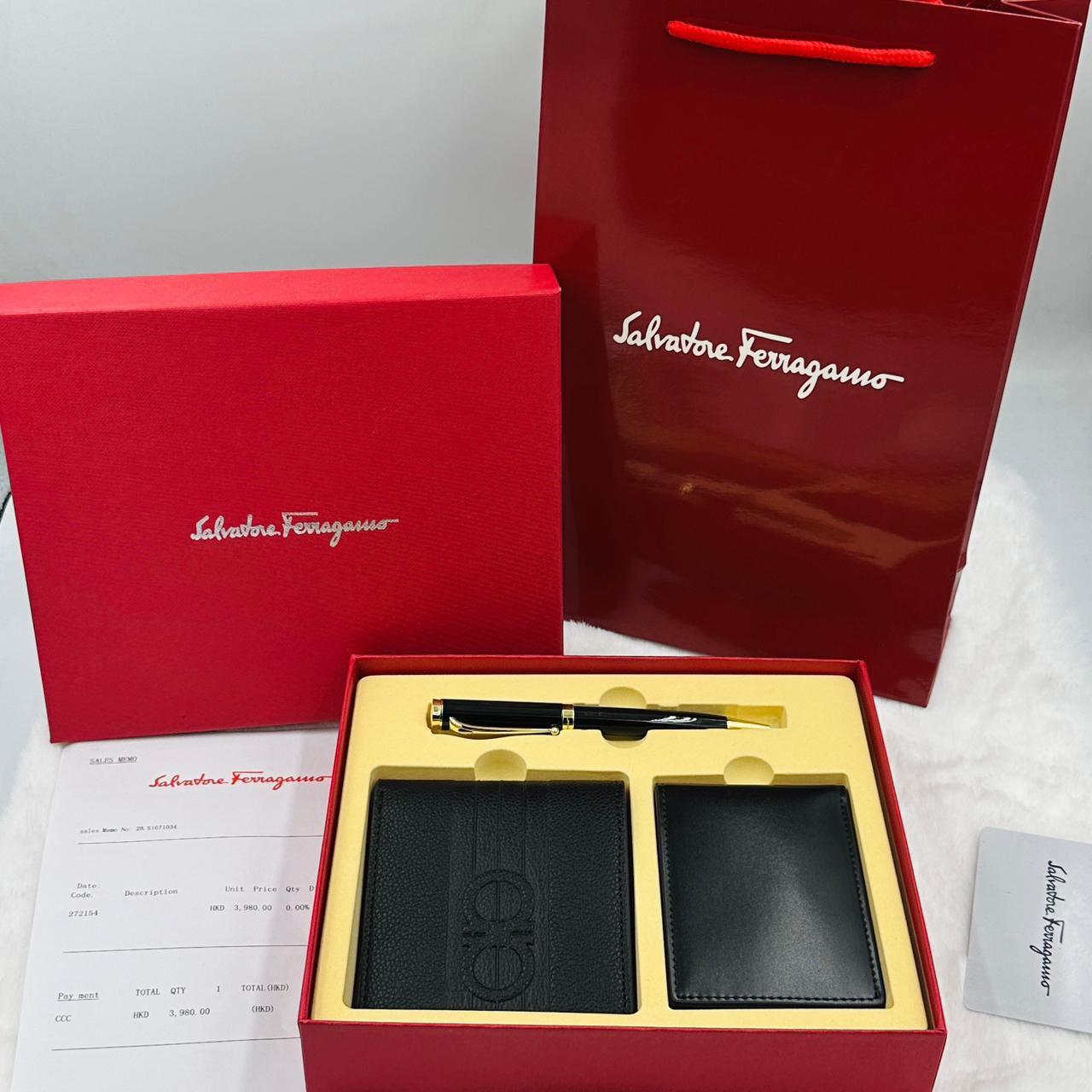 Salvatore Ferragamo Embossed Gancini Wallet & Accessory Set