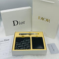 Dior Oblique Saddle Wallet & Card Holder Gift Set (Black/Grey)