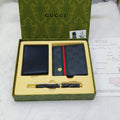 Gucci GG Supreme Web Wallet & Card Holder Gift Set (Black/Grey)