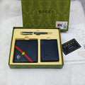 Gucci Web and Bee Wallet & Card Holder Gift Set (Black)