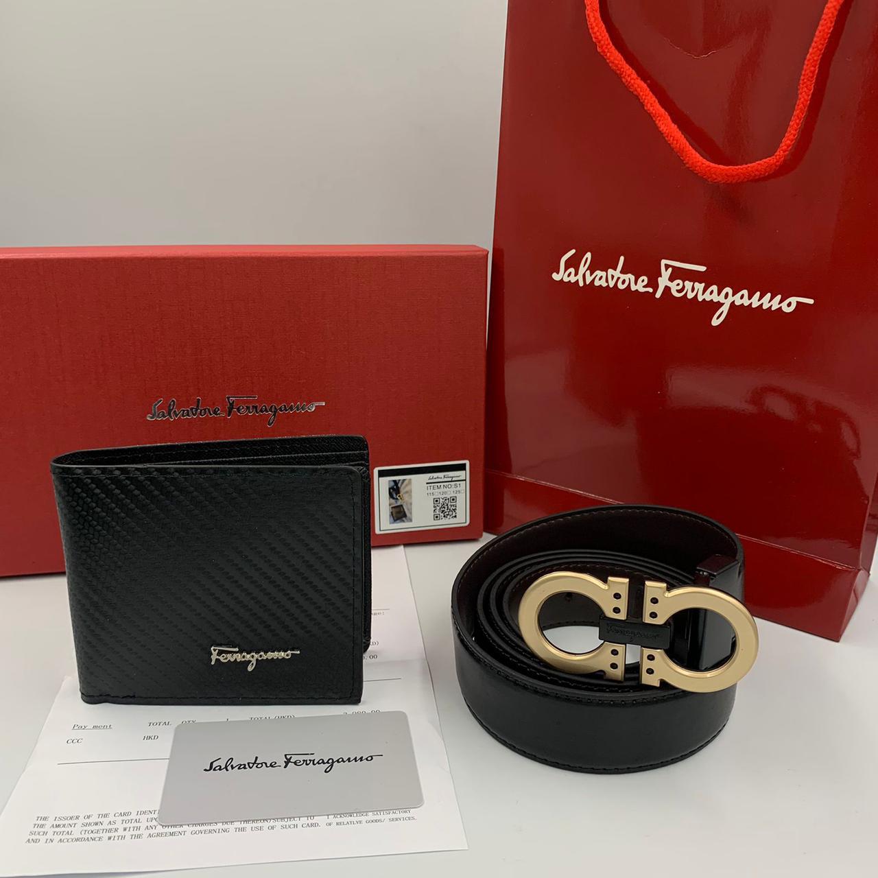 Salvatore Ferragamo Gancini Accessory Set (Black/Gold)