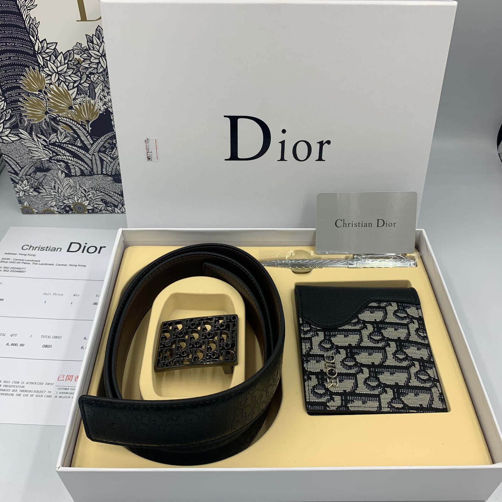 Dior Oblique Embossed Accessory Gift Set (Black/Navy)