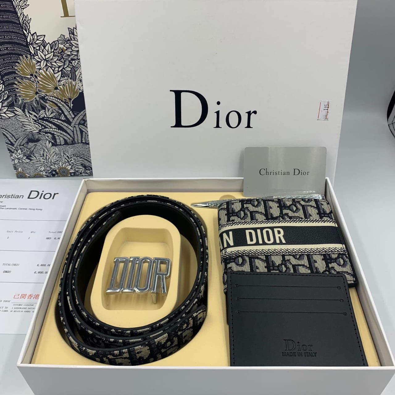 Dior Oblique Accessory Gift Set (Navy/Beige)