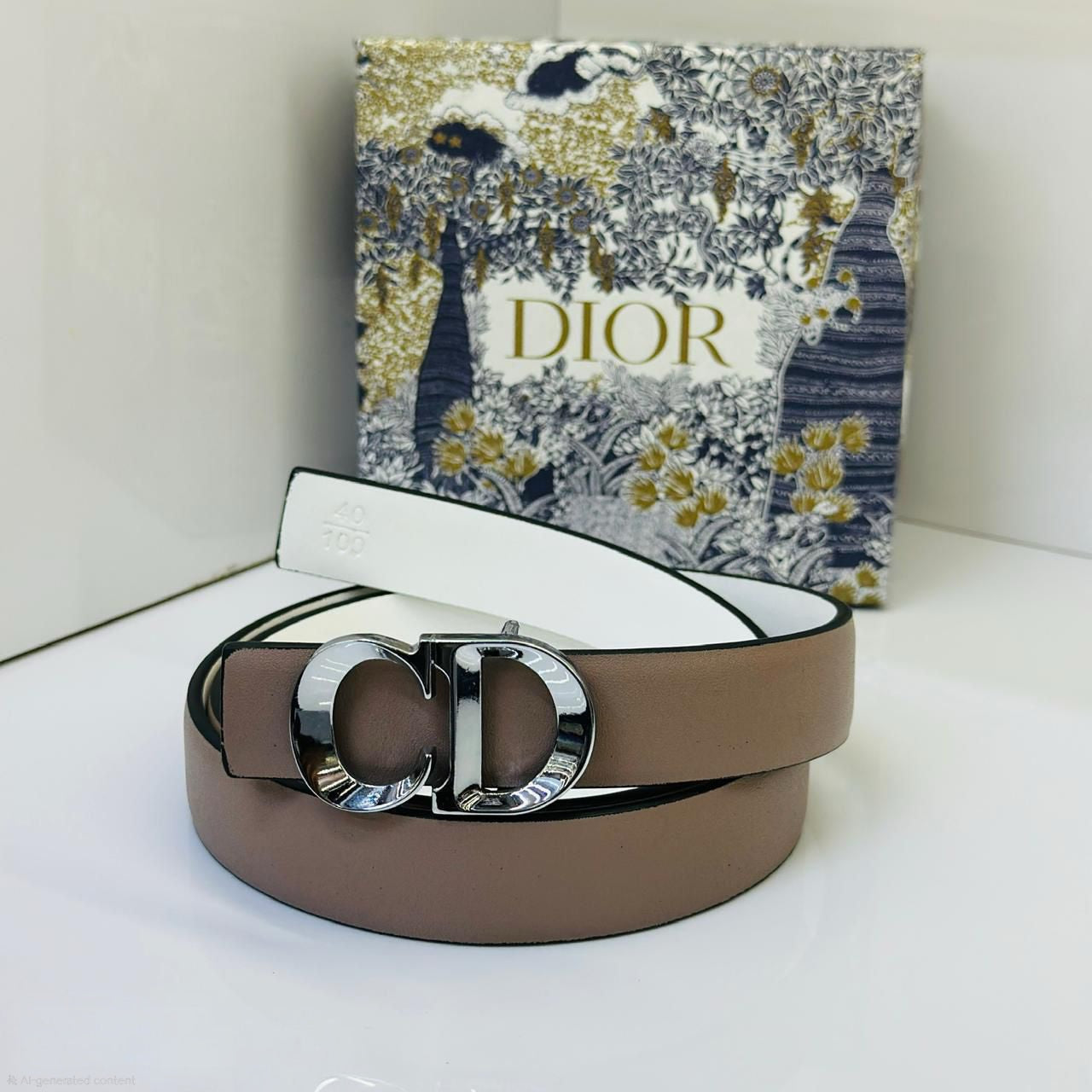 Dior 30 Montaigne Belt (Taupe/White)
