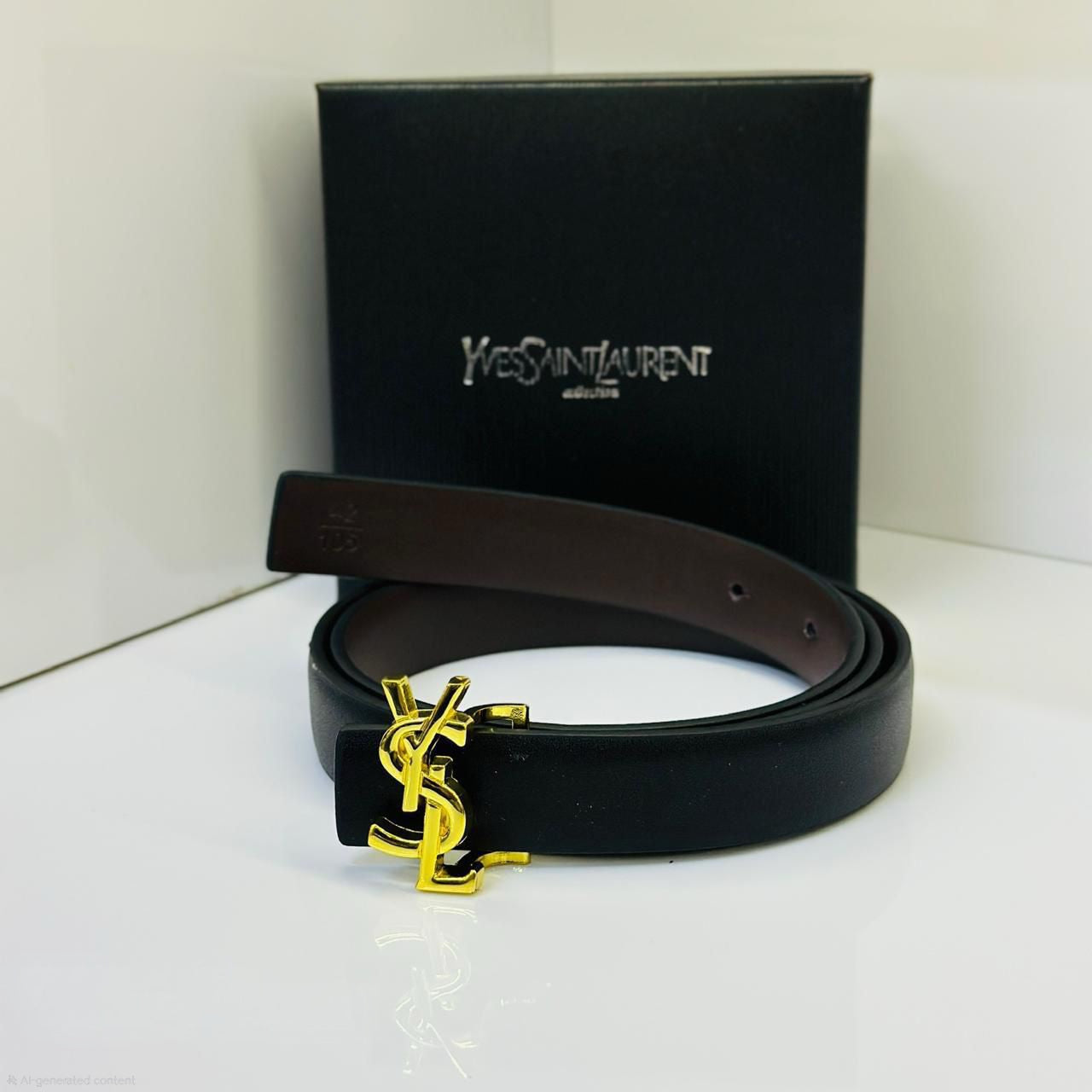 Saint Laurent Monogram Belt (Black/Dark Brown)
