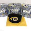 Dior Montaigne Crystal Frame Belt (Black)