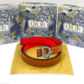 Dior Oblique Crystal Buckle Belt (Tan/Red)