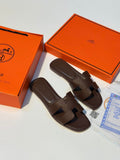 Deep Ebène H-Strap Sandal – Rich Dark Epsom Leather Flat