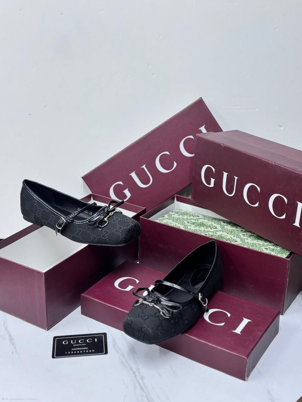 Gucci GG Canvas Ballerina Flats (Black)