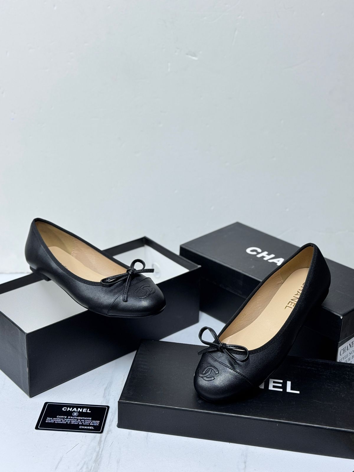 Chanel Ballet Flats (Black Lambskin)
