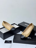Chanel Ballet Flats (Beige and Black Lambskin)