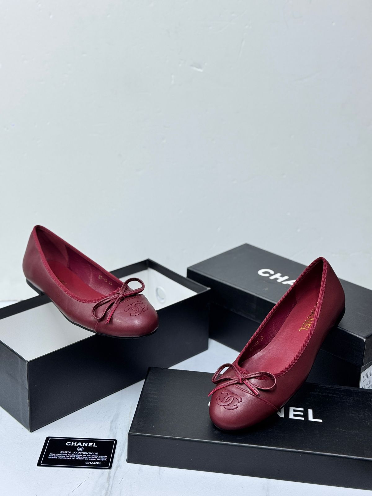 Chanel Ballet Flats (Burgundy Lambskin)