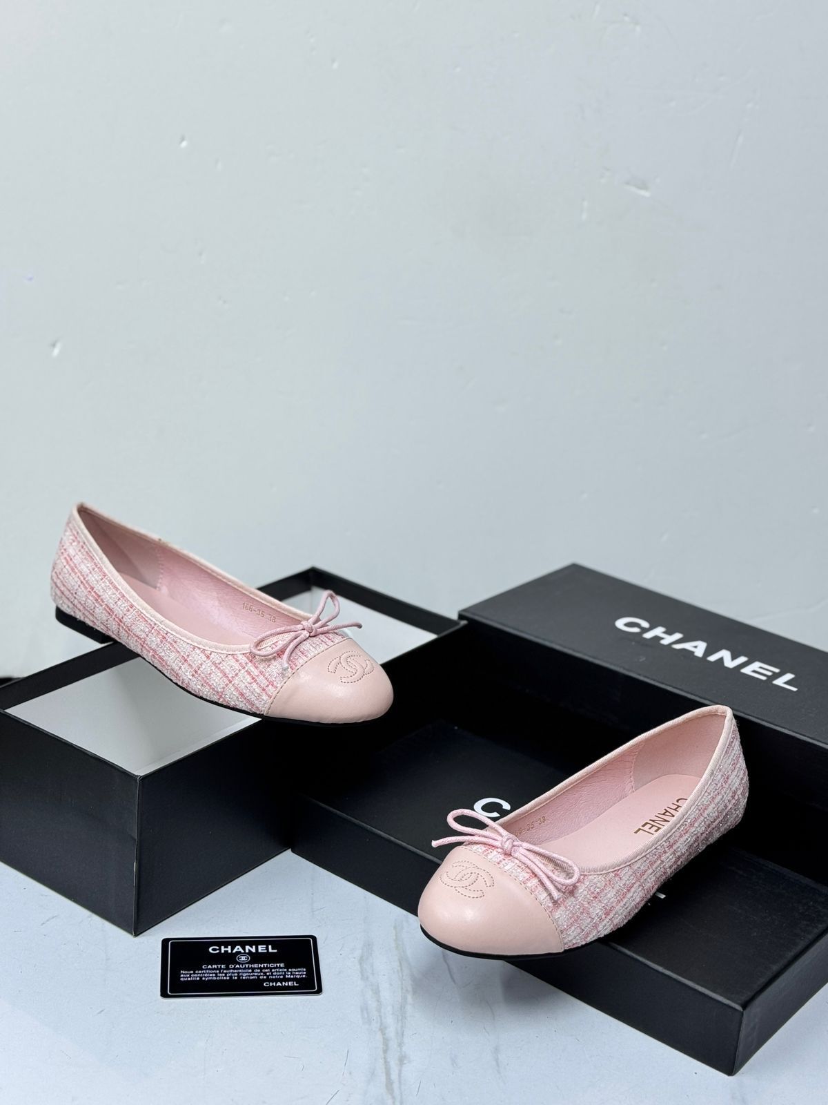 Chanel Ballet Flats (Pink Tweed and Lambskin)
