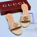 Gucci Double G Slide Sandal with Crystals (Beige)