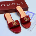 Gucci Double G Slide Sandal with Crystals (Red)