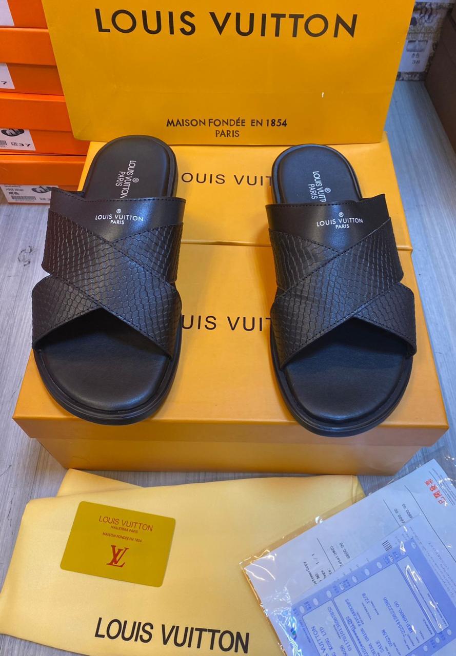 Louis Vuitton Bidart Flat Mule (Black Python-Embossed)