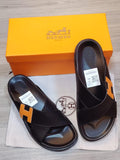 Hermès Chypre Sandal (Noir / Orange)