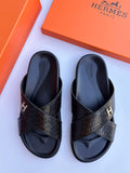 Hermès Izmir Sandal (Noir with H-3D Embossing)