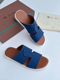 Loro Piana Sea-Slide Sandal (Blue / Tan)