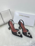 Amina Muaddi Begum Slingback Pumps (Black Lace)