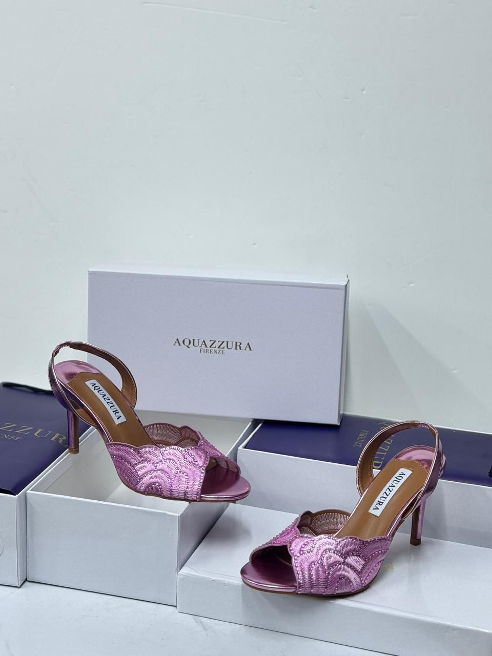 Aquazzura Gatsby Slingback Pumps (Metallic Pink)